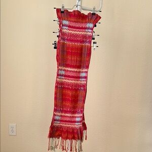 Colorful Knit Scarf with Fringe